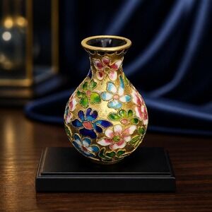 Miniature Cloisonne Vase Floral Design